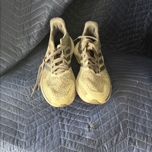 Gray and Cream Adidas Running Shoes